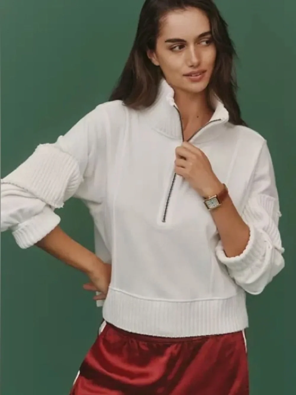 Anthropologie Daily Practice Indy Grab Pullover Sweatshirt White Dahlia NEW - Picture 6 of 7
